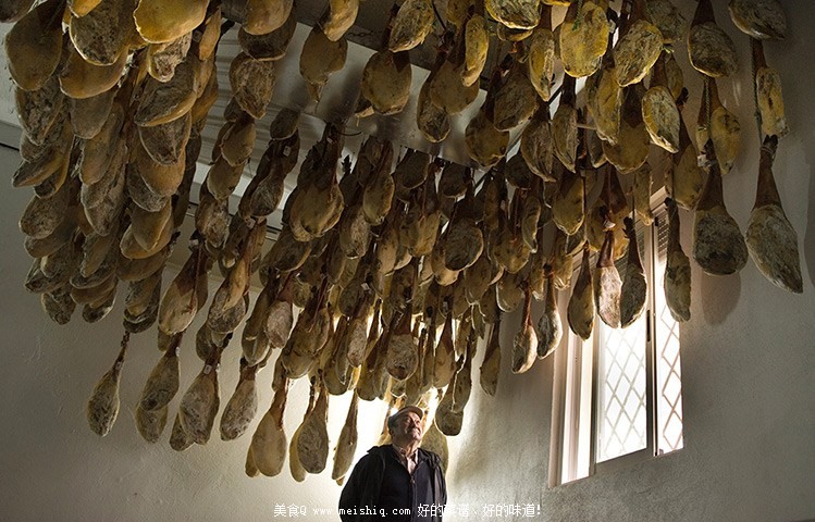 西班牙火腿制作全程腌制前生猪散养吃橡子